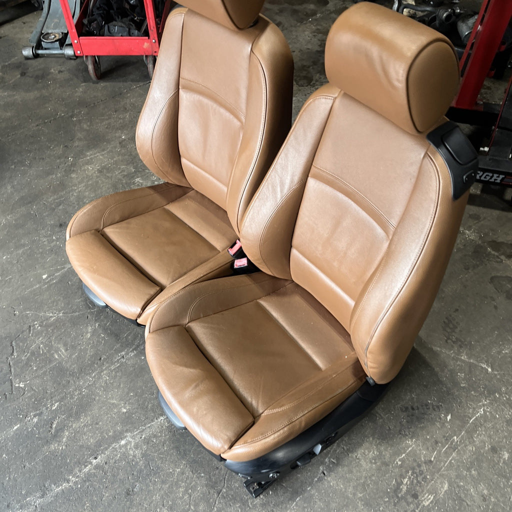 ☑️ BMW E92 328 335 2dr Front & Right Interior Sport Seat Set Saddle Brown OEM