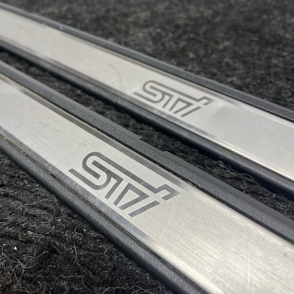 ☑️ 2008-2011 Subaru WRX STi Front Door Sill Trim Scuff Panel PAIR LH RH